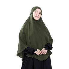 Kerudung Jilbab Instan Bergo Maryam Jumbo XXXL Syari Panjang Polos Premium Hijau Army
