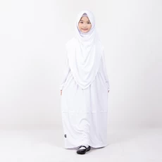 Gamis Anak Perempuan Syari Terbaru Polos Renda Jersey Putih