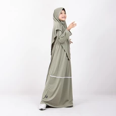 Baju Muslim Anak Perempuan Syari Polos Jersey Hijau Sage