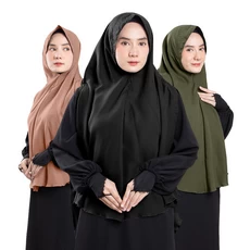 Jilbab Instan Hijab Jumbo Syari Lengan Bolong Wollycrepe