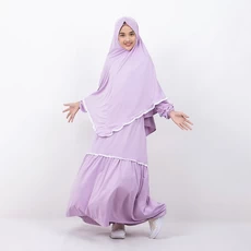 Gamis Anak Baju Muslim Anak Syari Seragam Ngaji TPA TPQ Usia Tanggung Polos Lilac