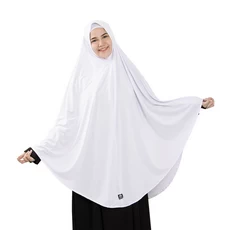 Kerudung Jilbab Bergo Maryam Instan Jumbo Polos Syari Premium Jersey Putih Manasik