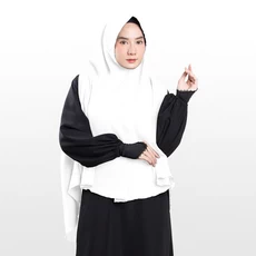Jilbab Instan Hijab Jumbo Syari Lengan Bolong Wollycrepe Putih