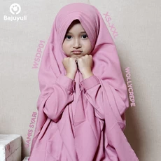 TK0443 Baju Muslim Anak Warna Ngambek Lucu Syari 1 thn