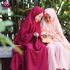 TK0497 Baju Muslim Anak Perempuan Kombinasi Marun Pink Taman Polos Upright