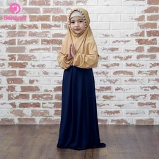 TK0683 Baju Gamis Anak Perempuan Kombinasi Coklat Biru Lucu Naura