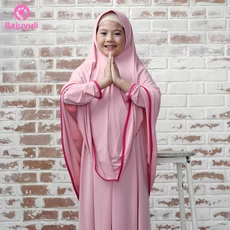 TK0710 Baju Gamis Anak Kombinasi Salem Pink Syari 2 thn