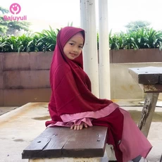 TK0788 Baju Muslim Anak Perempuan Kombinasi Syari Pink.Jpg Syari Tanggung