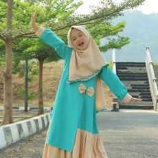 TK0961 Baju Gamis Anak Warna Pita Toska Kuning Terbaru Shahia Hijab
