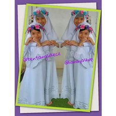 TK1102 Gamis Muslim Anak Warna Putih Manasik Bunga Murah Naura