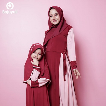 foto baju muslim couple ibu dan anak lebaran