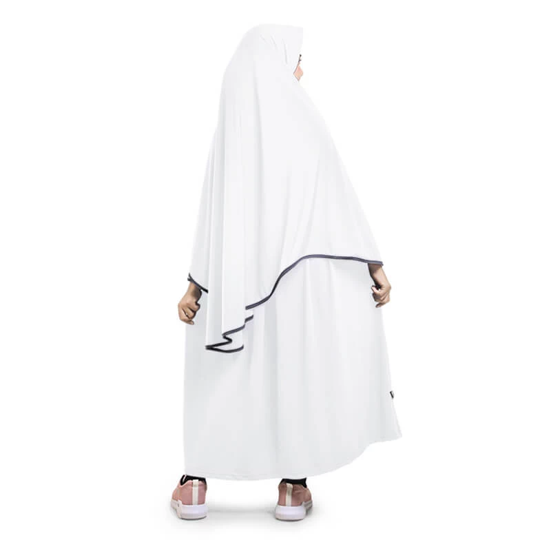 Gamis Anak Baju Muslim Anak Perempuan syar'i Jersey Polos Murah Cantik - Putih