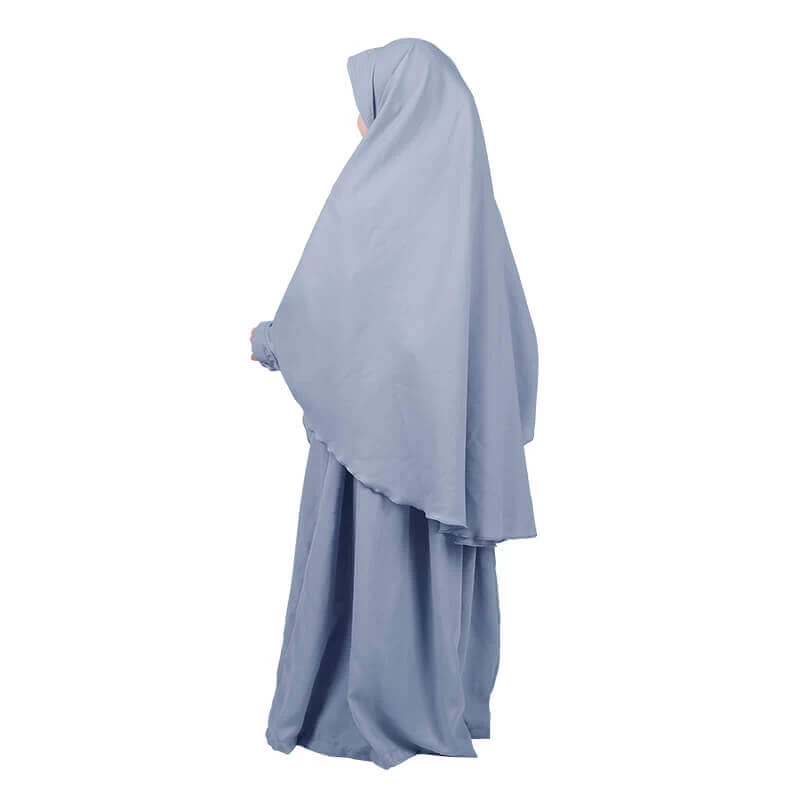 Gamis Anak Baju Muslim Anak Perempuan syar'i Polos Murah Cantik Adem Wolly Crepe - Abu
