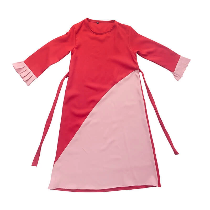 Gamis Anak Baju Muslim Anak Perempuan syar'i Kombinasi Rempel Diagonal - Marun Pink