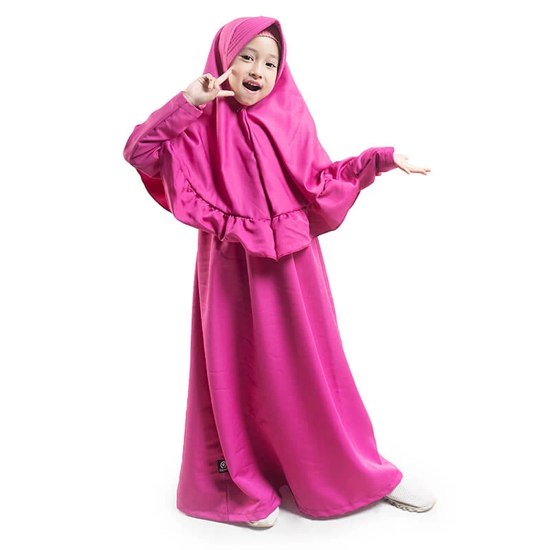 Gamis Anak Baju Muslim Anak Perempuan Polos Rempel Balotelli Murah Cantik - Ungu