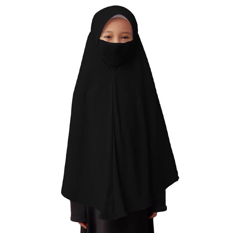 Jilbab Masker Anak Perempuan Syari Sekolah Polos Basic