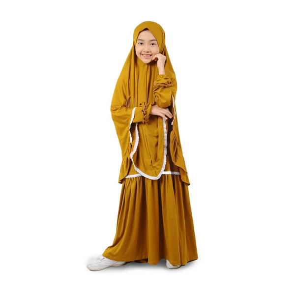 Bajuyuli Gamis Anak Perempuan Syari Jersey Renda JK01 Series