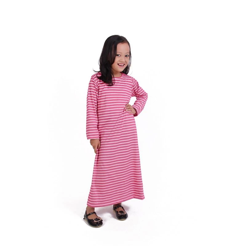 Dress Gamis Anak Belang Salur Lucu Murah - Pink