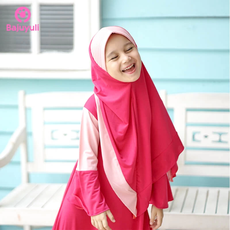 TK0059 Baju Gamis Anak Warna Pink Polos Murah