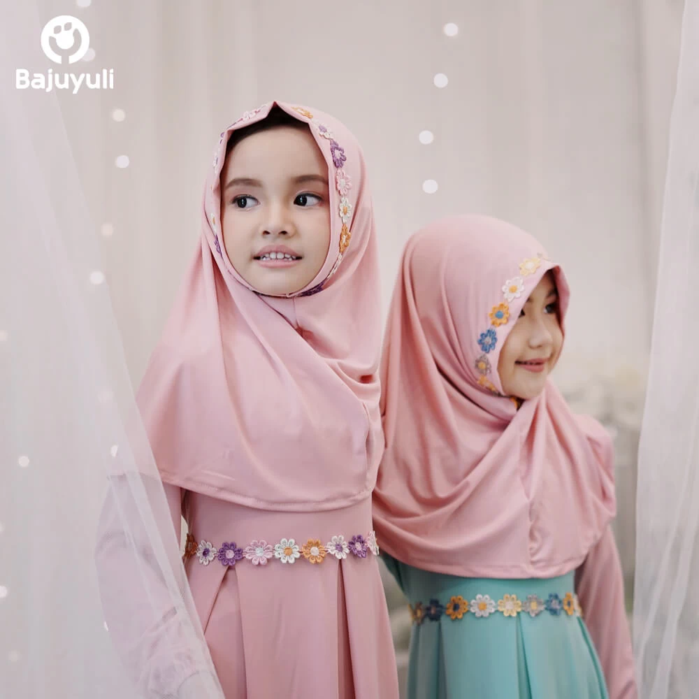 TK0270 Baju Muslim Gamis Anak Salem Hijau Lucu Seragam Ngaji