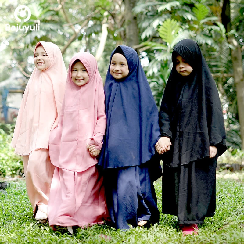 TK0278 Baju Muslim Gamis Anak Warna Salem Pink Biru Hitam Syari Seragam Ngaji