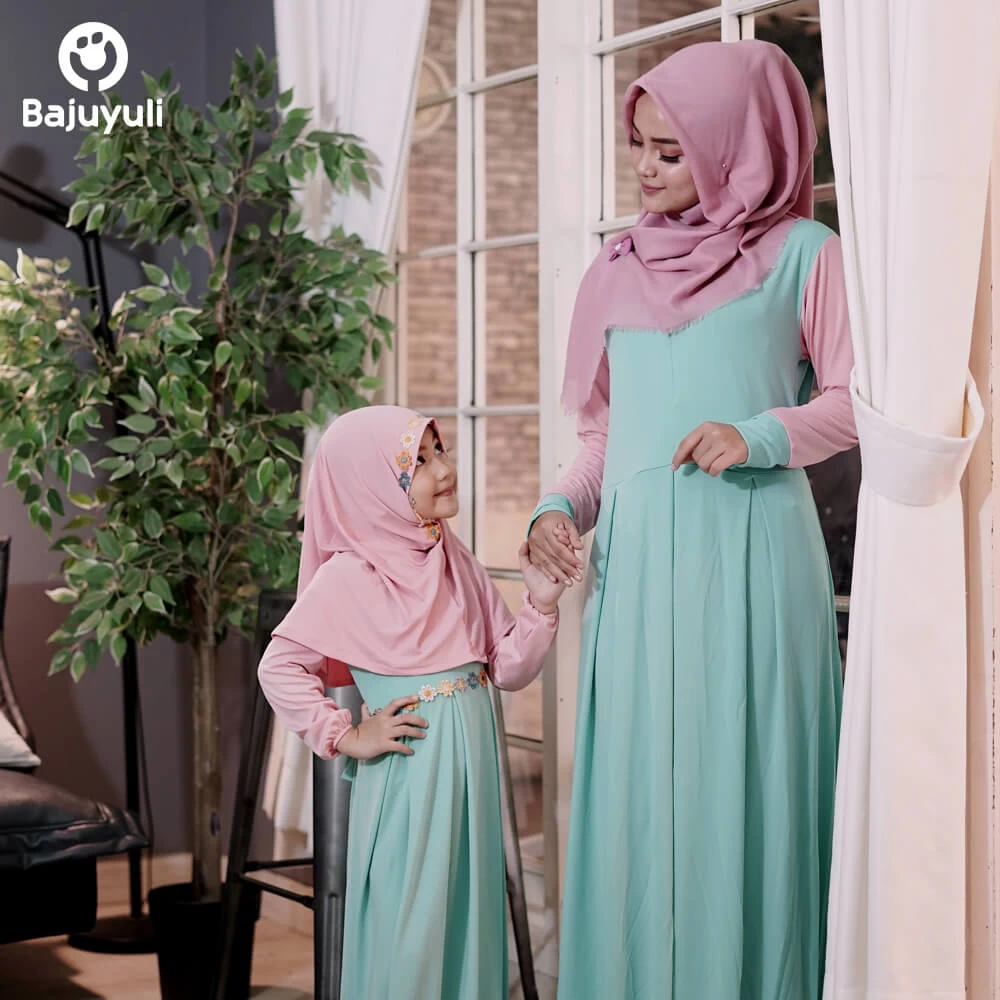 TK0296 Baju Muslim Gamis Anak Couple Ibu Anak Modern Usia Tanggung