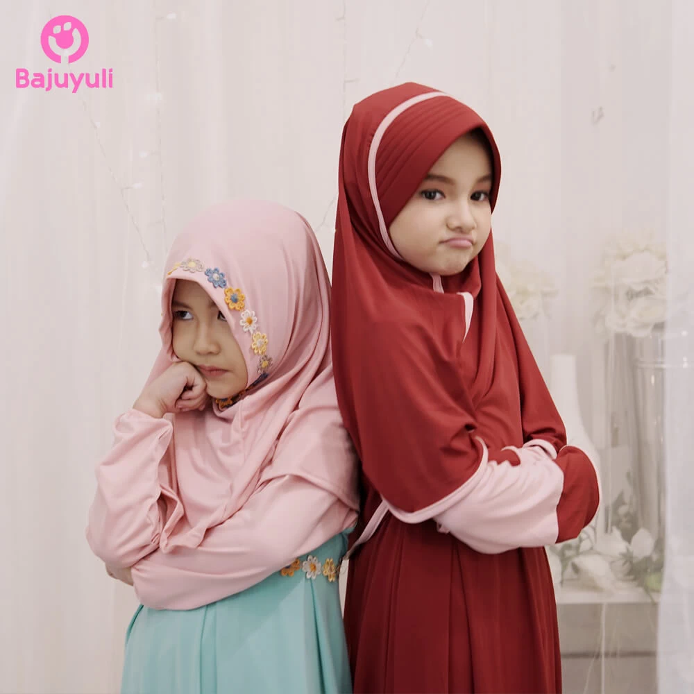 TK0356 Gamis Muslim Anak Warna Pink Marah Syari Murah