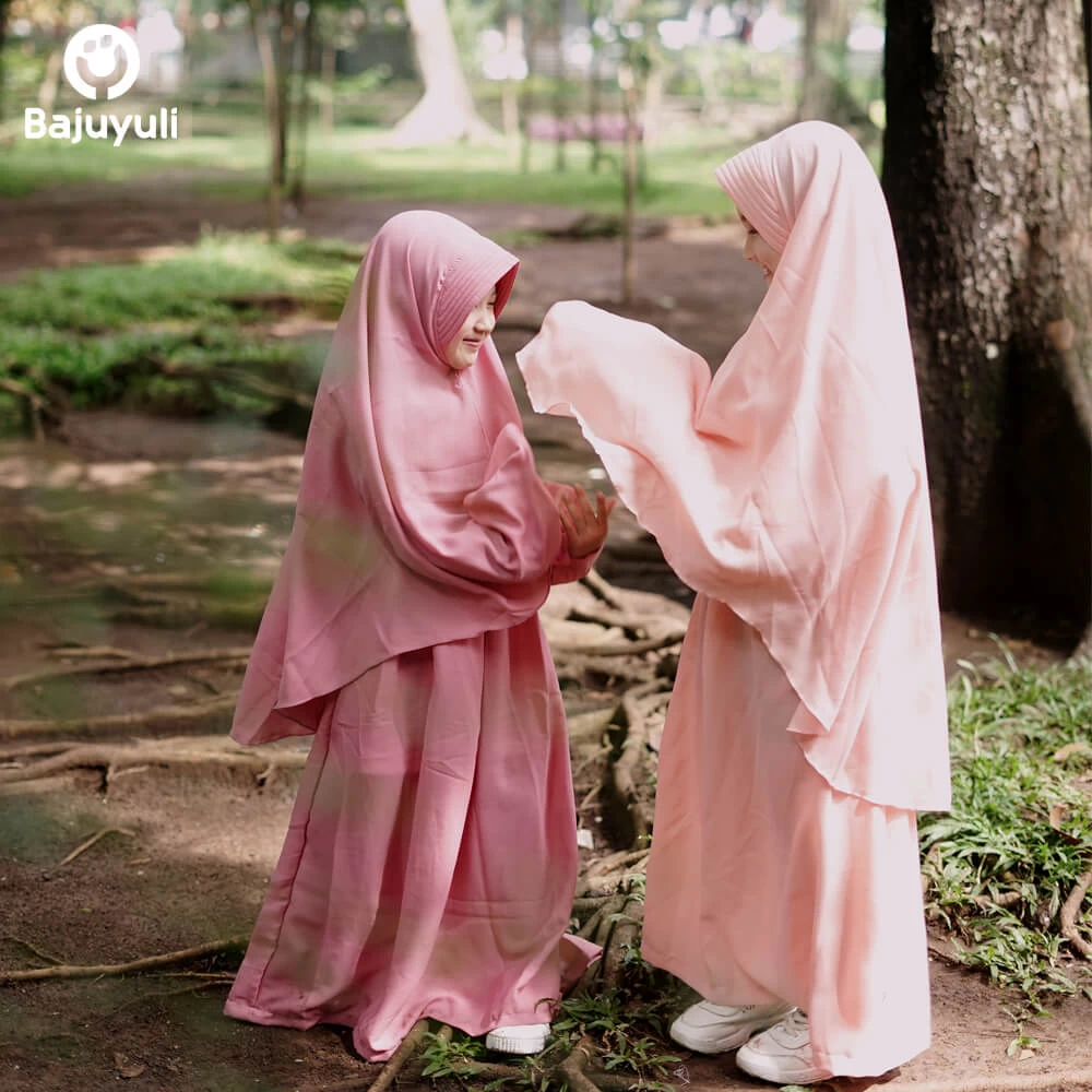 TK0378 Baju Muslim Gamis Anak Perempuan Salem Pink 1 sd 12 Tahun Usia Tanggung