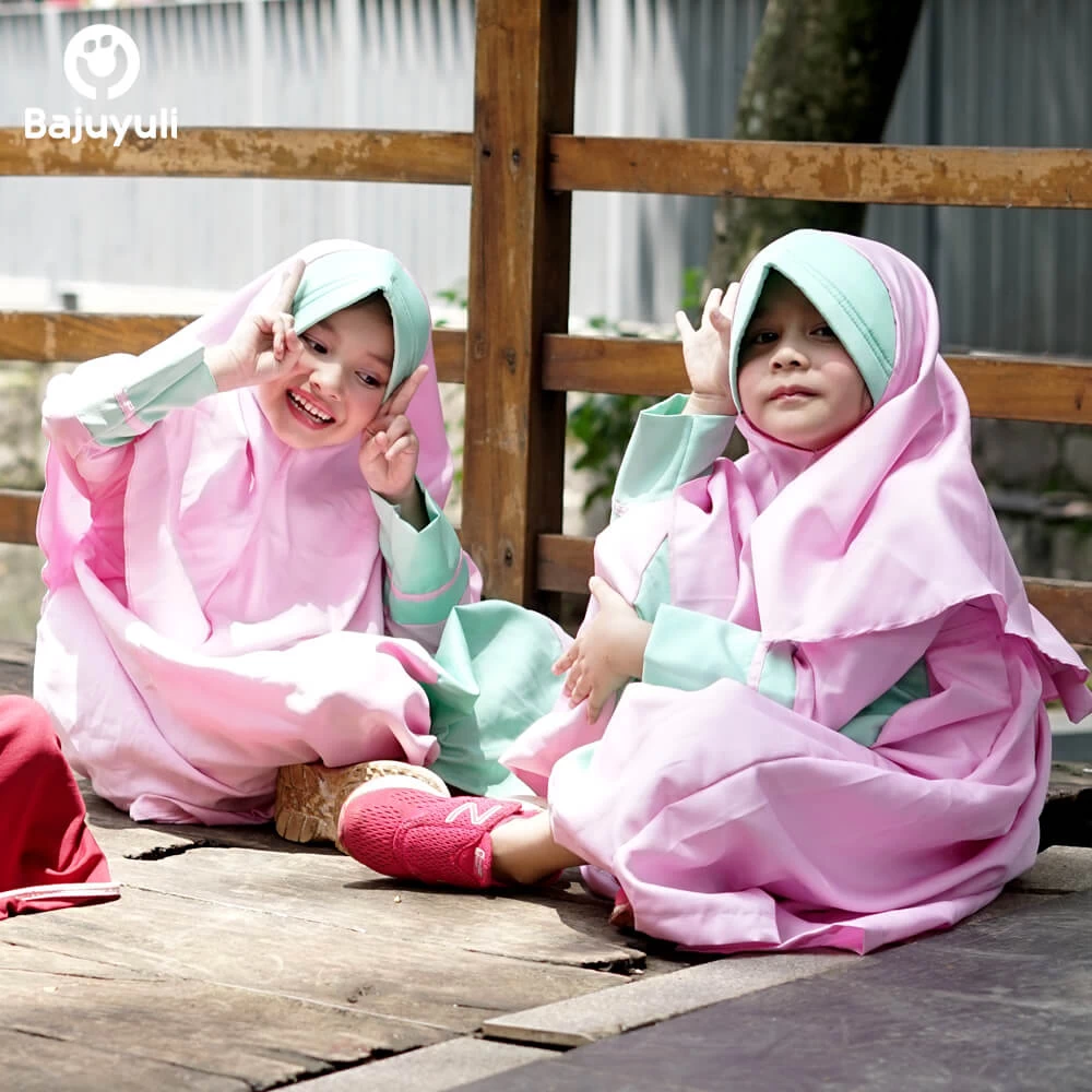 TK0390 Baju Muslim Anak Warna Bermain Pink Murah Shahia