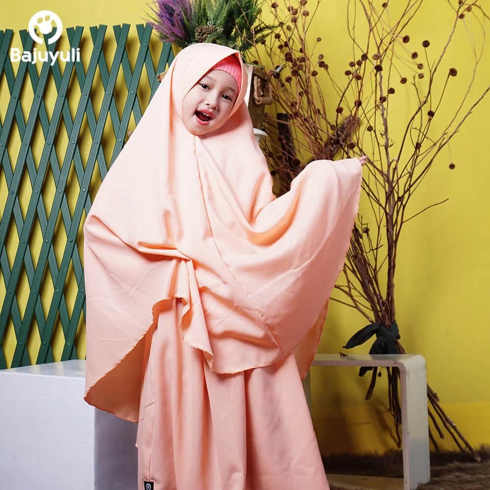 TK0515 Baju Muslim Anak Warna Peach Syari Murah Cutetrik