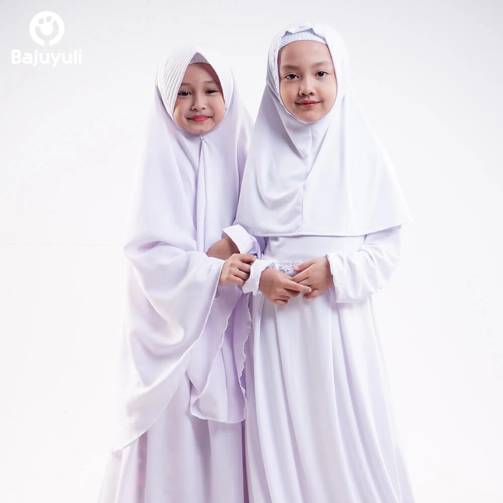 TK0544 Baju Gamis Anak Warna Putih Couple Lucu 1 thn