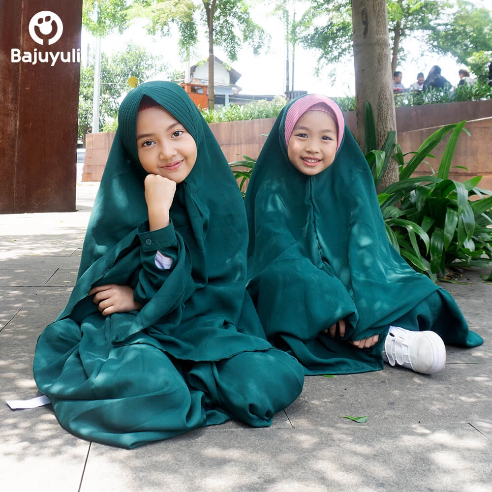 TK0582 Baju Muslim Anak Perempuan Kombinasi Hijau Adek Kakak Terbaru 2022 Naura