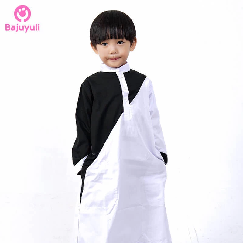 TK0660 Baju Muslim Anak Laki Laki Kombinasi Cross Putih Polos Terbaru
