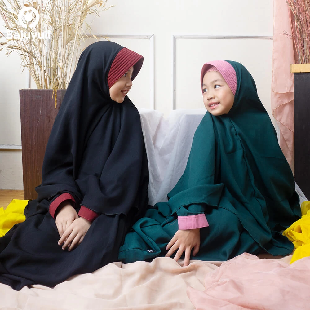 TK0689 Baju Anak Gamis Warna Hitam Hijau Terbaru 2023 Shahia Hijab