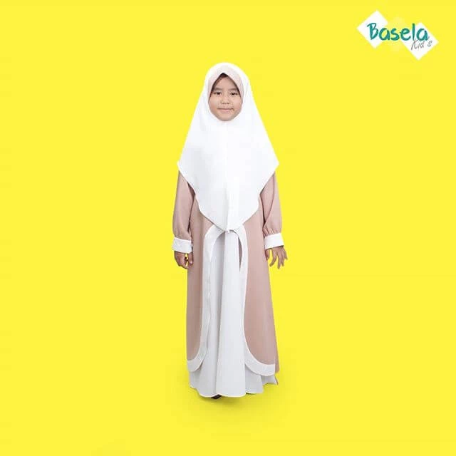 TK0824 Baju Muslim Anak Warna Mocca Putih Murah Nubi