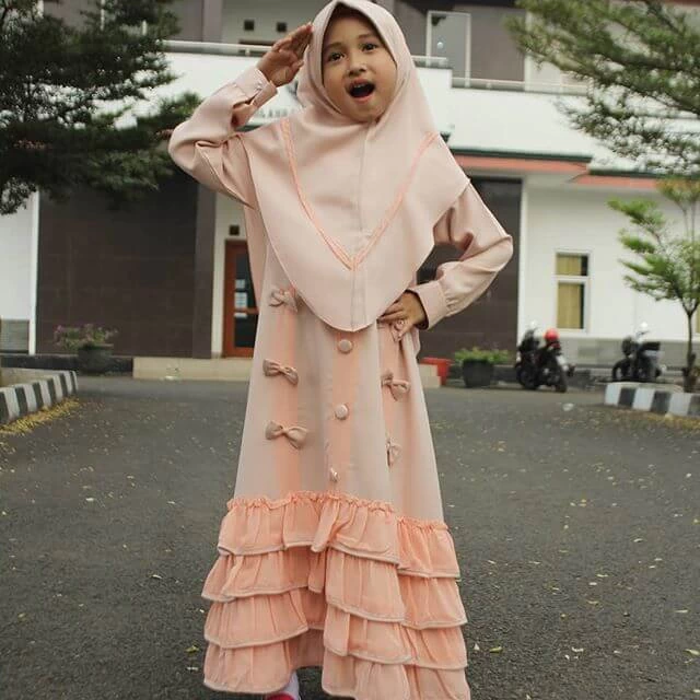 TK0950 Baju Muslim Anak Warna Rempel Bawah Salem Tua Lucu Shahia Hijab