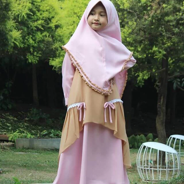 TK0955 Baju Gamis Anak Perempuan Warna Pink Mocca Lonceng Murah Cutetrik
