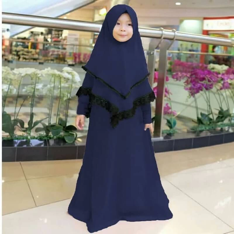 TK1062 Baju Gamis Anak Perempuan Warna Navy Mall Murah Shahia Hijab