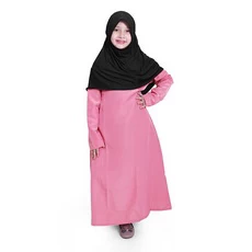 Gamis Anak Baju Muslim Anak Perempuan Polos Basic Wolfis Murah Cantik - Pink