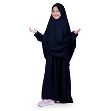 Gamis Anak Baju Muslim Anak Perempuan syar'i Polos Murah Cantik Adem Wolly Crepe - Navy