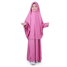 Gamis Anak Baju Muslim Anak Perempuan syar'i Polos Murah Cantik Adem Wolly Crepe - Pink