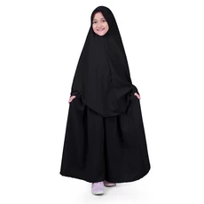 Gamis Anak Baju Muslim Anak Perempuan syar'i Polos Murah Cantik Adem Wolly Crepe - Hitam
