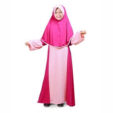 Gamis Baju Muslim Anak Perempuan Jersey Pesta Murah - Pink