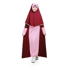 Baju Gamis Muslim Anak Perempuan Jersey Pesta Murah - Marun