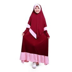 Baju Gamis Muslim Anak Perempuan Jersey Lonceng Murah - Marun