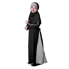 Baju Gamis Muslim Anak Perempuan Balotelli Garis Murah Hitam