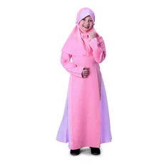 Baju Muslim Gamis Anak Perempuan Balotelly Garis Cantik Pink