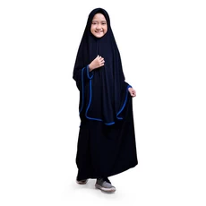 Gamis Anak Baju Muslim Anak Perempuan syar'i Jersey Polos Murah Cantik - Navy
