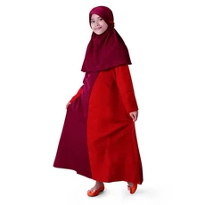 Gamis Baju Muslim Anak Perempuan Balotelli Two-side Cantik Marun