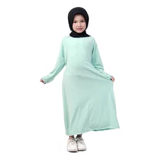 Gamis Anak Baju Muslim Anak Perempuan Polos Basic Jersey Adem Murah Cantik - Mint
